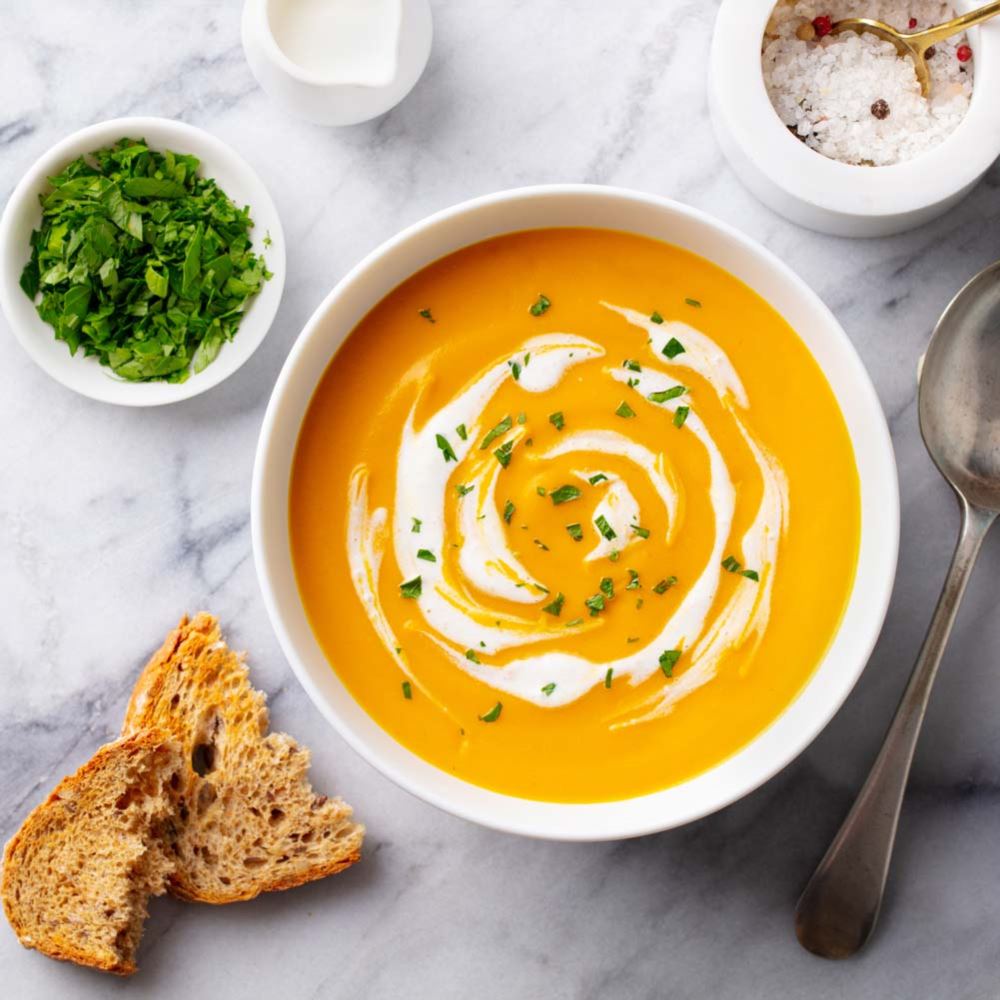 Hudson Estates butternut squash soup and bread